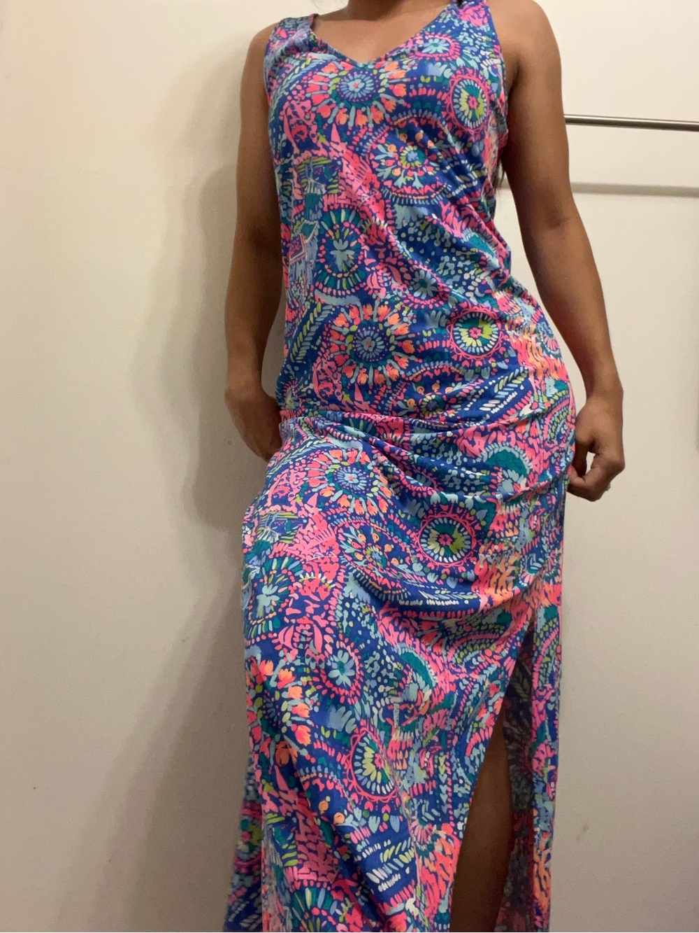 JN26 Lilly Pulitzer Maxi Floral Slit Dress